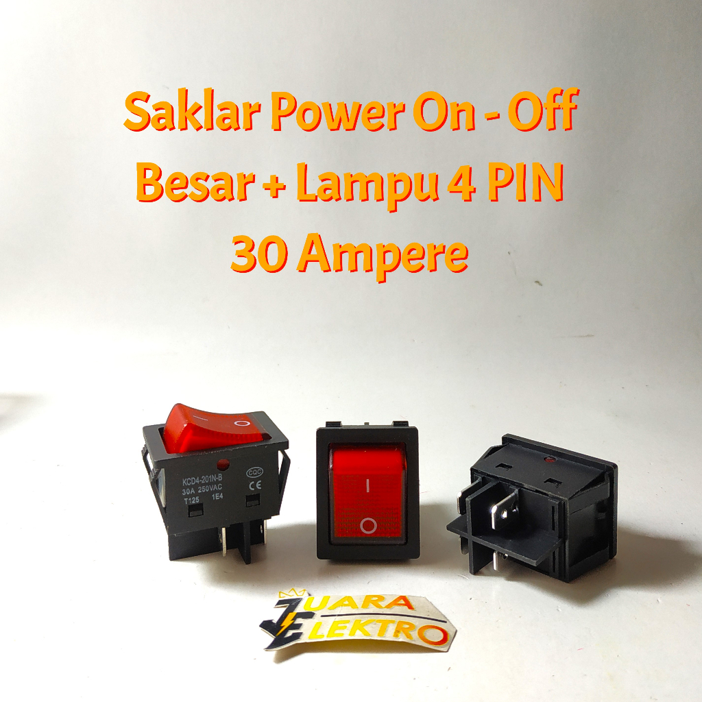 Jual Switch Saklar Power On - Off Besar 30 Ampere + Lampu 4 PIN ...