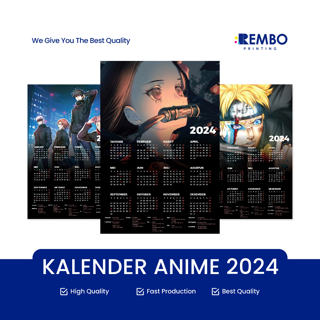Jual Kalender Anime 2024 / Kalender Demon Slayer / Kalender Dinding