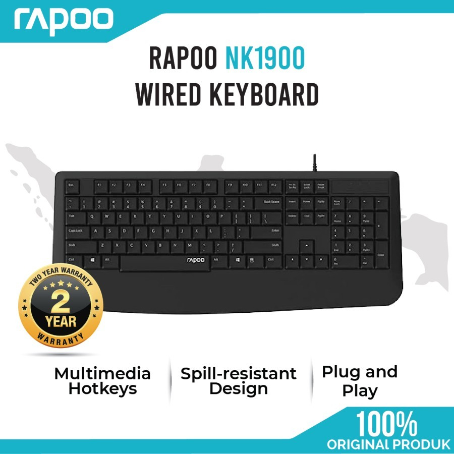 Jual Keyboard Rapoo NK1900 Keyboard USB PC Laptop Komputer | Shopee ...