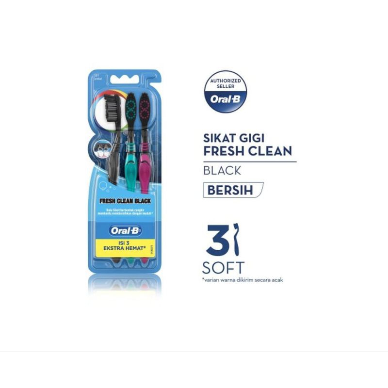 Jual Oral B Sikat Gigi Fresh Clean Black Isi 3 | Shopee Indonesia