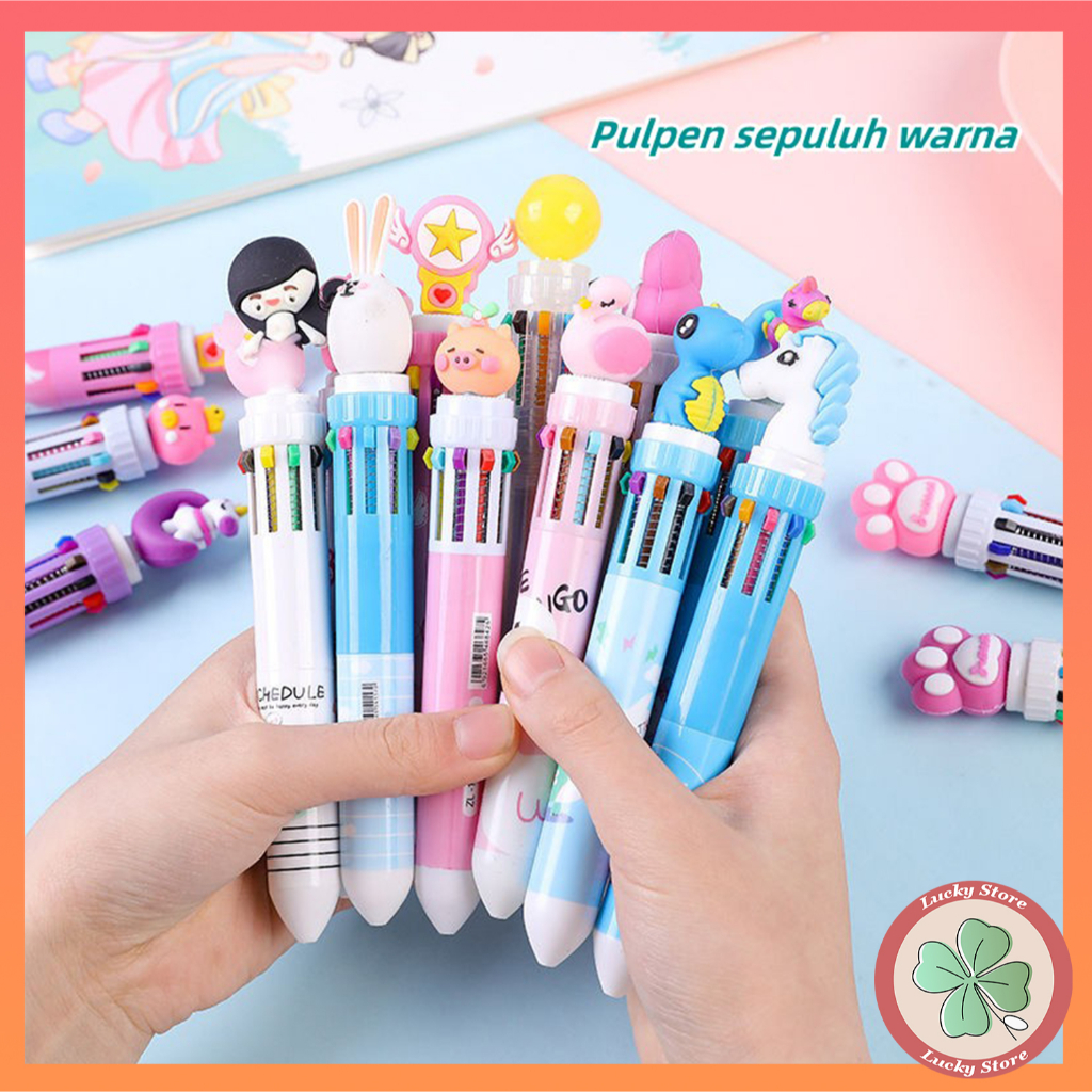Jual bulpen 10 warna bermotif lucu/pulpen/pulpen anak anak | Shopee