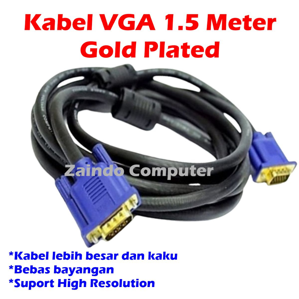 Jual KABEL VGA 1.5 METER GOLD PLATE MALE TO MALE HIGH QUALITY VGA CABLE ...