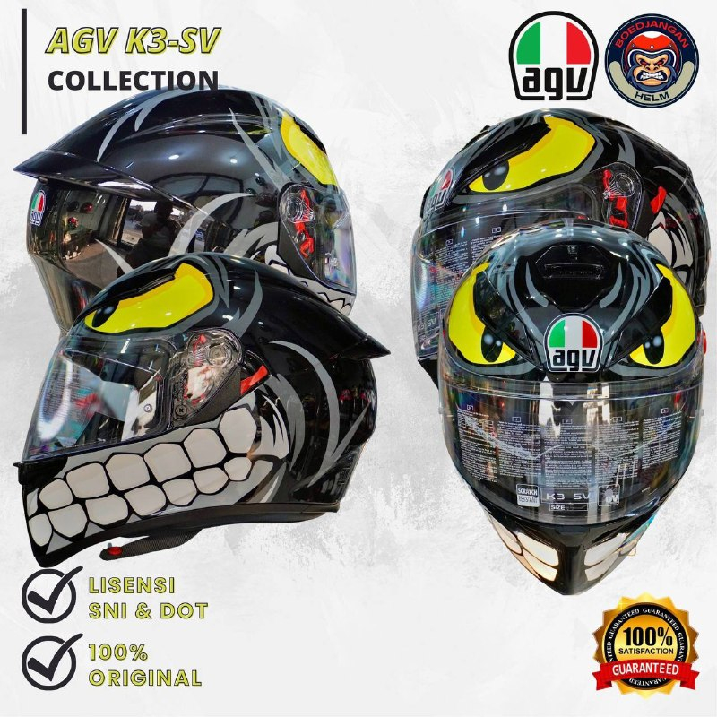 Jual HELM AGV K3SV ANGRY BLACK - AGV K3-SV FULL FACE - AGV K3 ORIGINAL