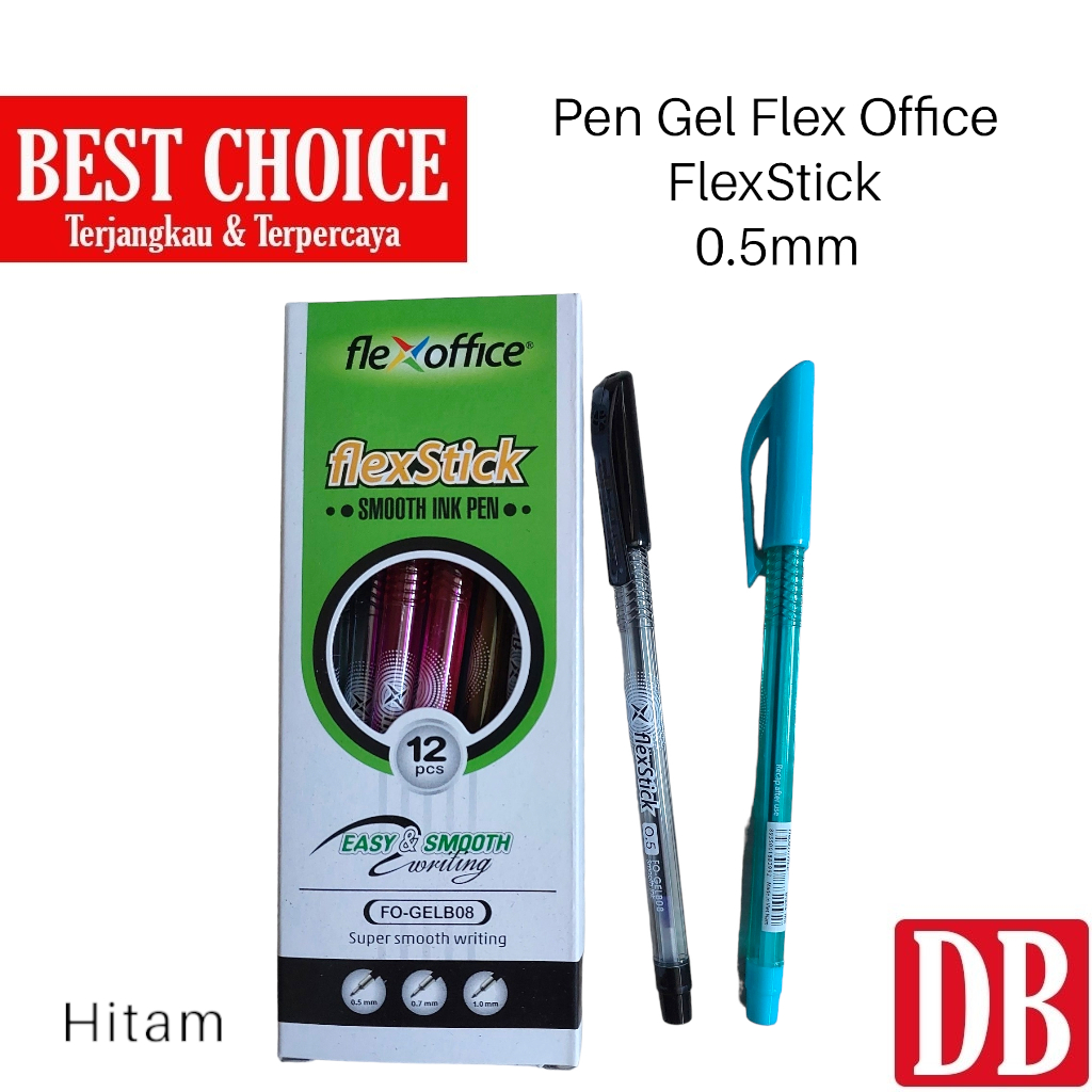 Jual Ballpoint / Pulpen FlexOffice FlexStick FO-GELB08 0.5mm Hitam(12 ...