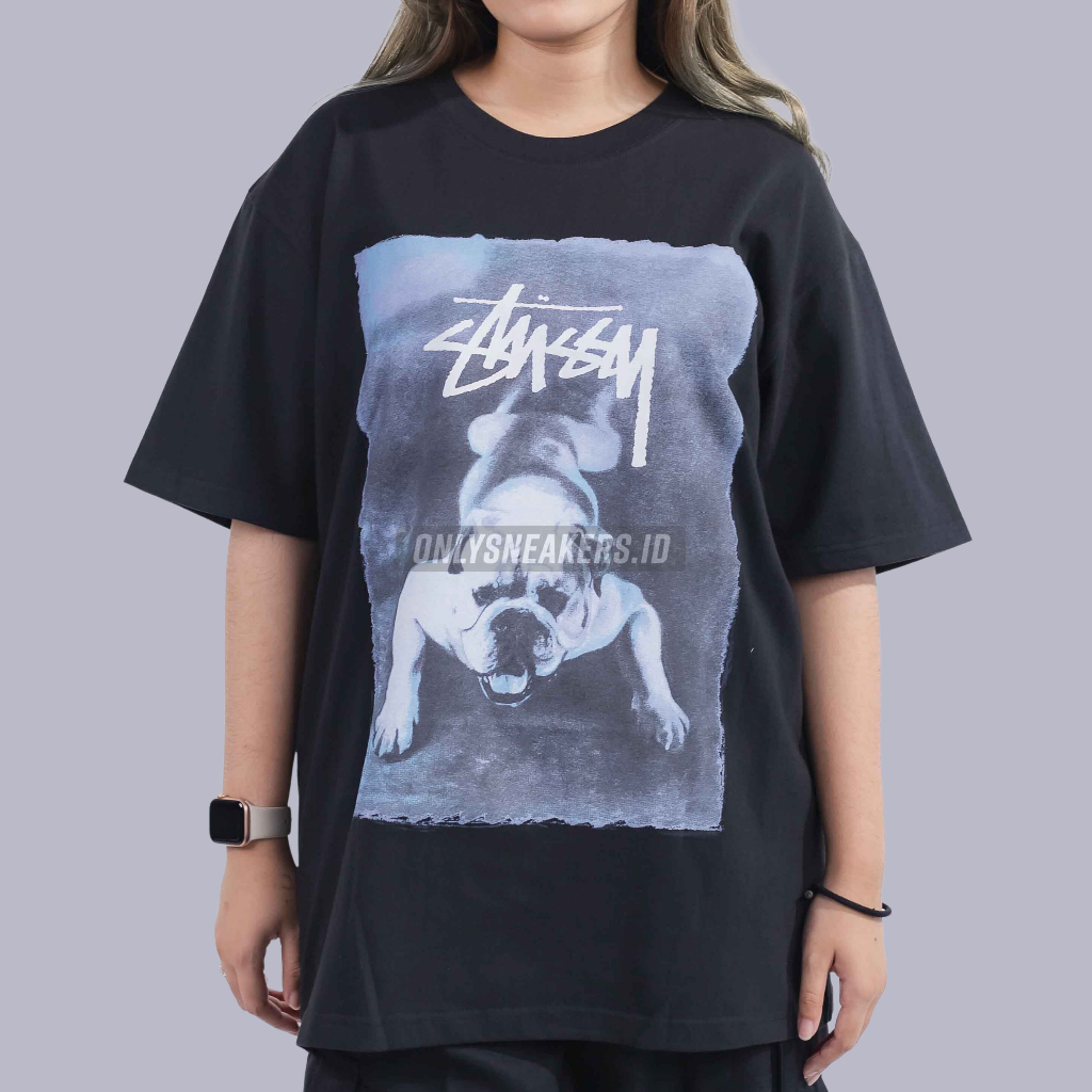 Jual STUSSY BULLDOG BLACK TEE (100% AUTHENTIC) | Shopee Indonesia