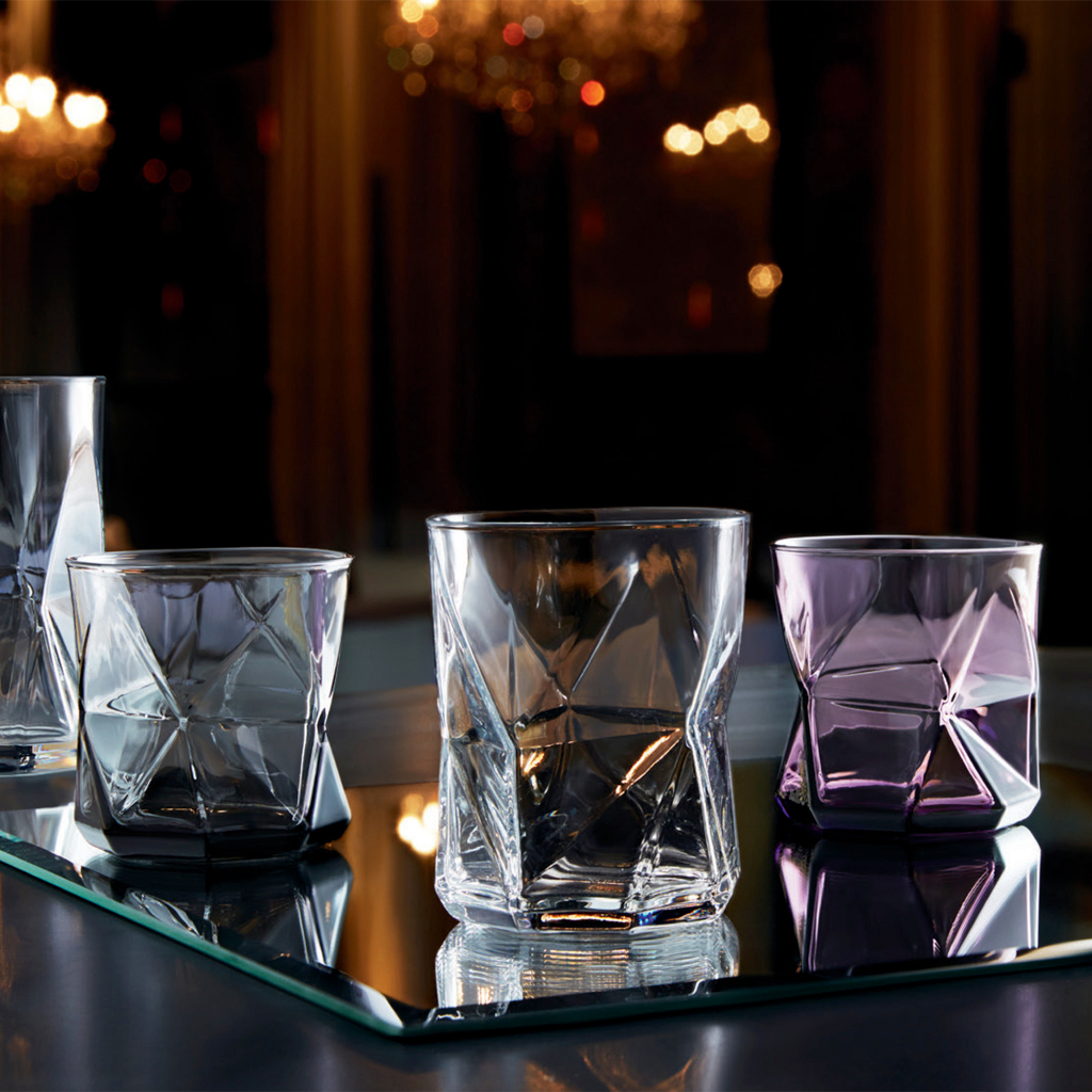 Bormioli Rocco Cube Whisky Verres - Moderne Dimpled Jus d'eau Cocktail