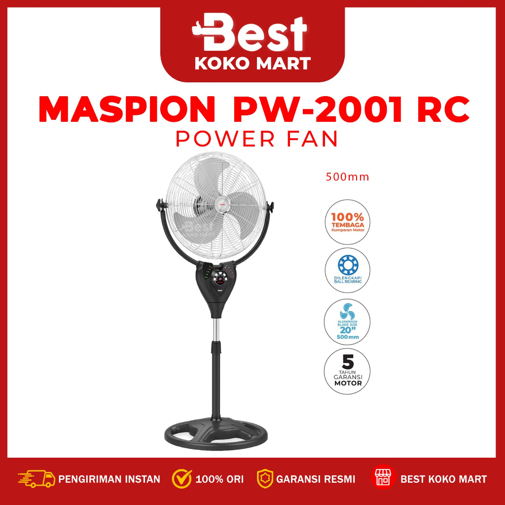 Jual Maspion Power Fan Pw 2001 Rc Stand Fan 20 Inch Kipas Angin Daya Berdiri 20 Inch Dengan 6178