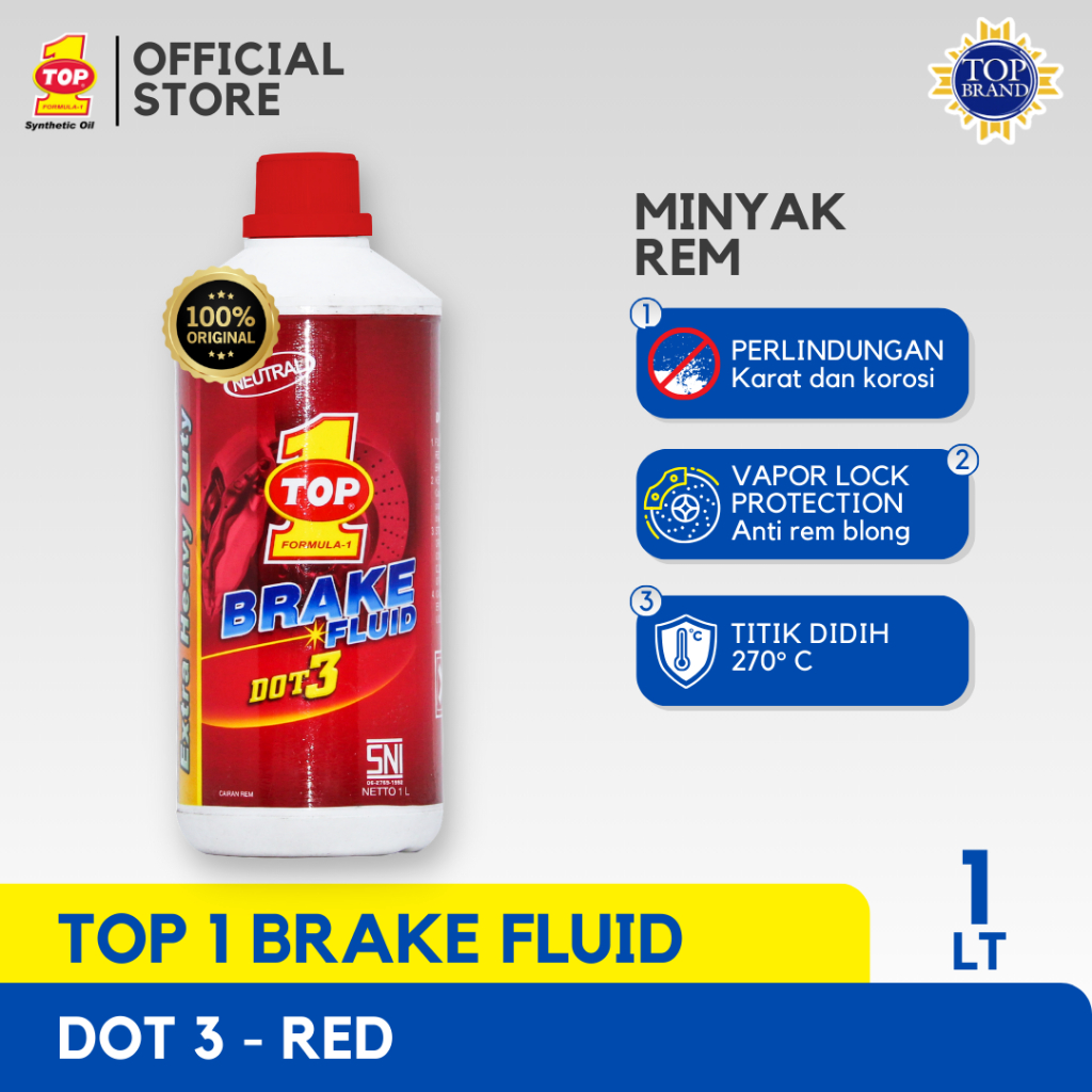 Jual Minyak Rem Top 1 Brake Fluid Dot 3 Red 1 Liter Shopee Indonesia 2556