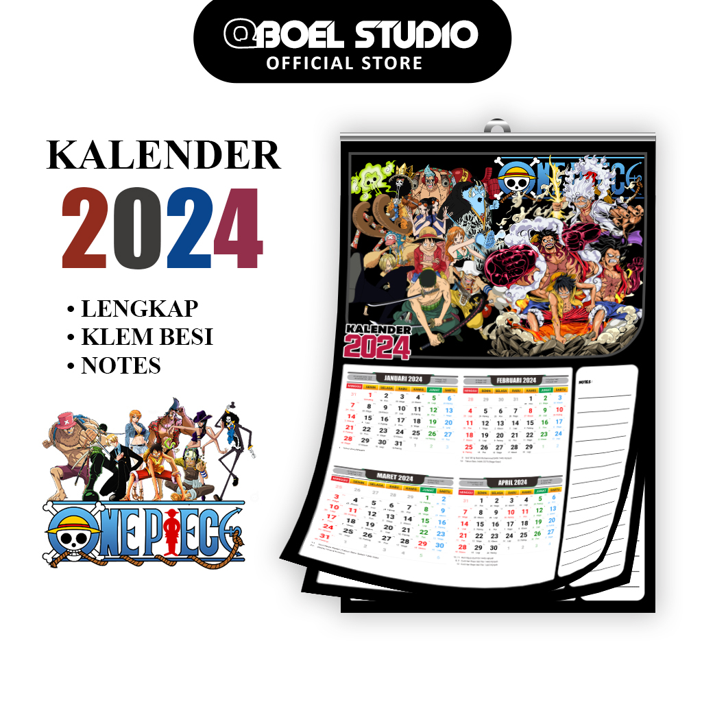 Jual Kalender Lengkap One Piece 2025 Full Colour 3 Halaman Termurah