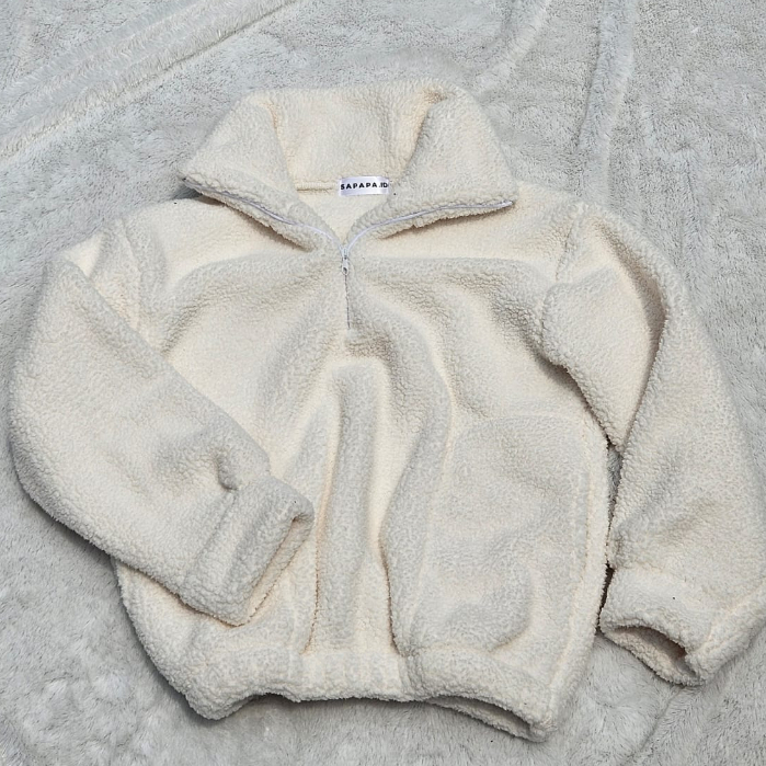 Jual Sweater Half Zip Crop Sherpa Bulu Shopee Indonesia