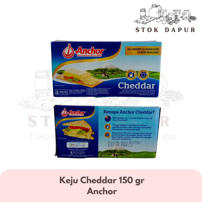 Jual Anchor Cheddar Block Cheese 150g Keju Cheddar Asli New Zealand