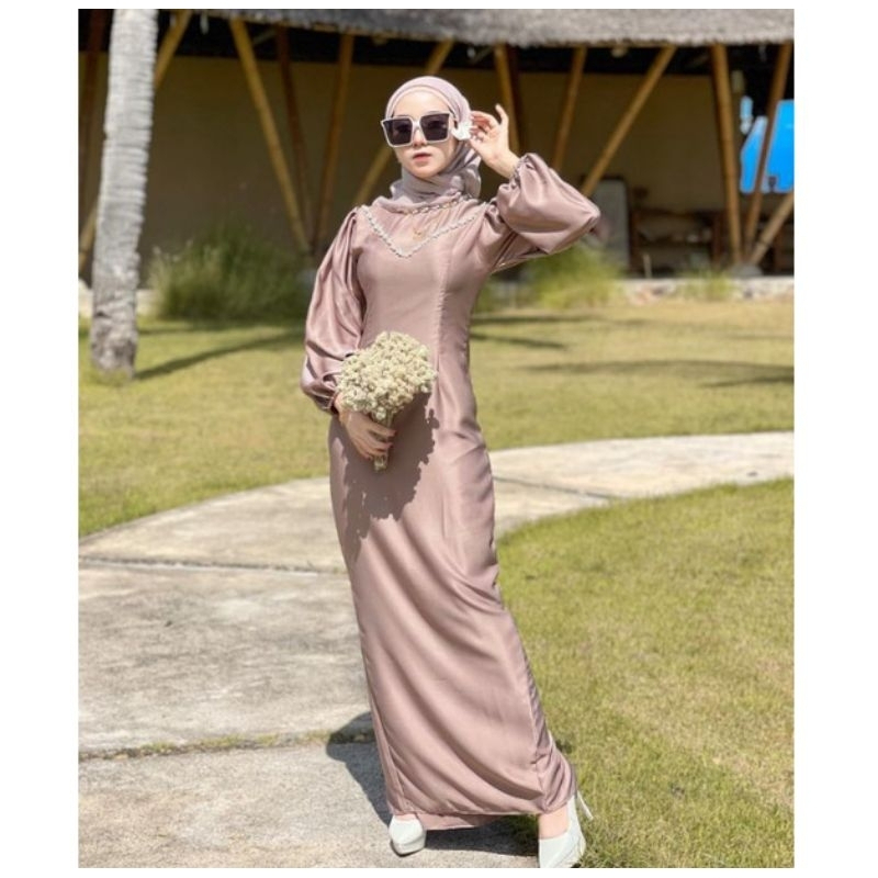 Jual Calendula Dress Gamis Pesta Ready Stock Bridesmaid Ready Seragam Dress Satin Dress