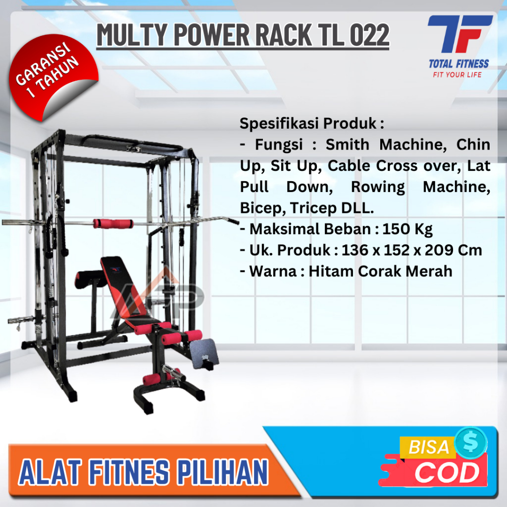 Jual Alat Fitness Smith Machine Power Rack TL-022 Total Fitness