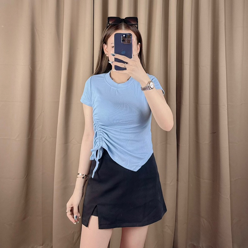 Jual Scrunch rib top | atasan rib kerut | Shopee Indonesia