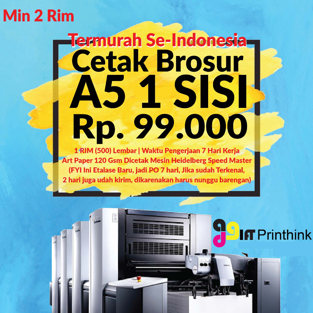 Jual Cetak Brosur A5 1 Sisi Min 2 Rim Art Paper 120 Gr Termurah