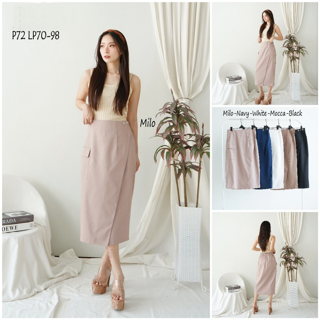 Jual Skirt Polos Rok Wanita Bawahan Span Model Kancing Samping Bisa ...