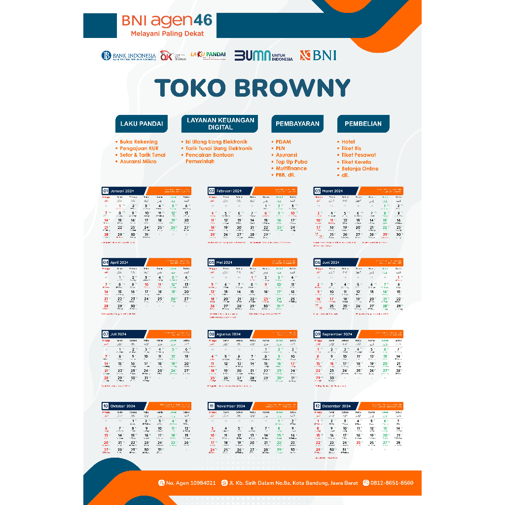 Jual Kalender 2024 Agen BNI Agen46 Kalender Dinding 2024 Kalender