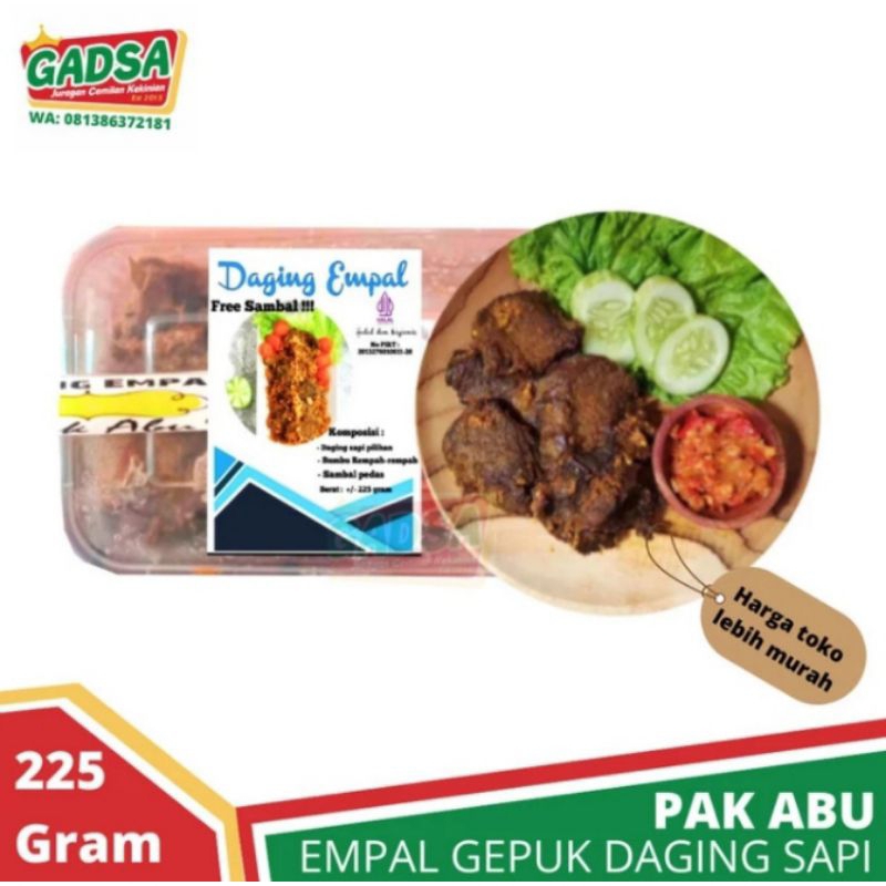 Jual Empal Gepuk Daging Sapi Pak Abu 225 gram | Shopee Indonesia