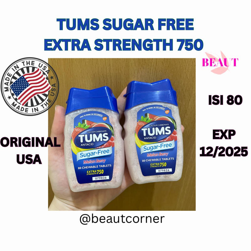 Jual Tums SUGAR FREE Extra Strength Antacid 750MG Isi 80 Tablet