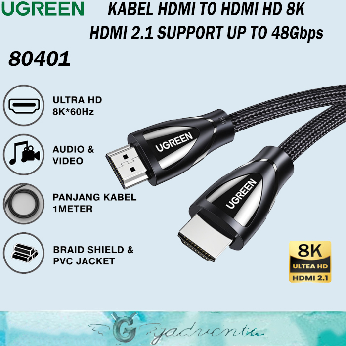 Jual UGREEN Kabel HDMI To HDMI 2.1 8K 60Hz 48Gbps Cable Untuk PS4 PS5 ...