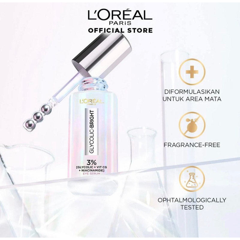 Jual L'Oreal Paris Glycolic Bright Dark Circle Eye Serum 20ml Aplikator
