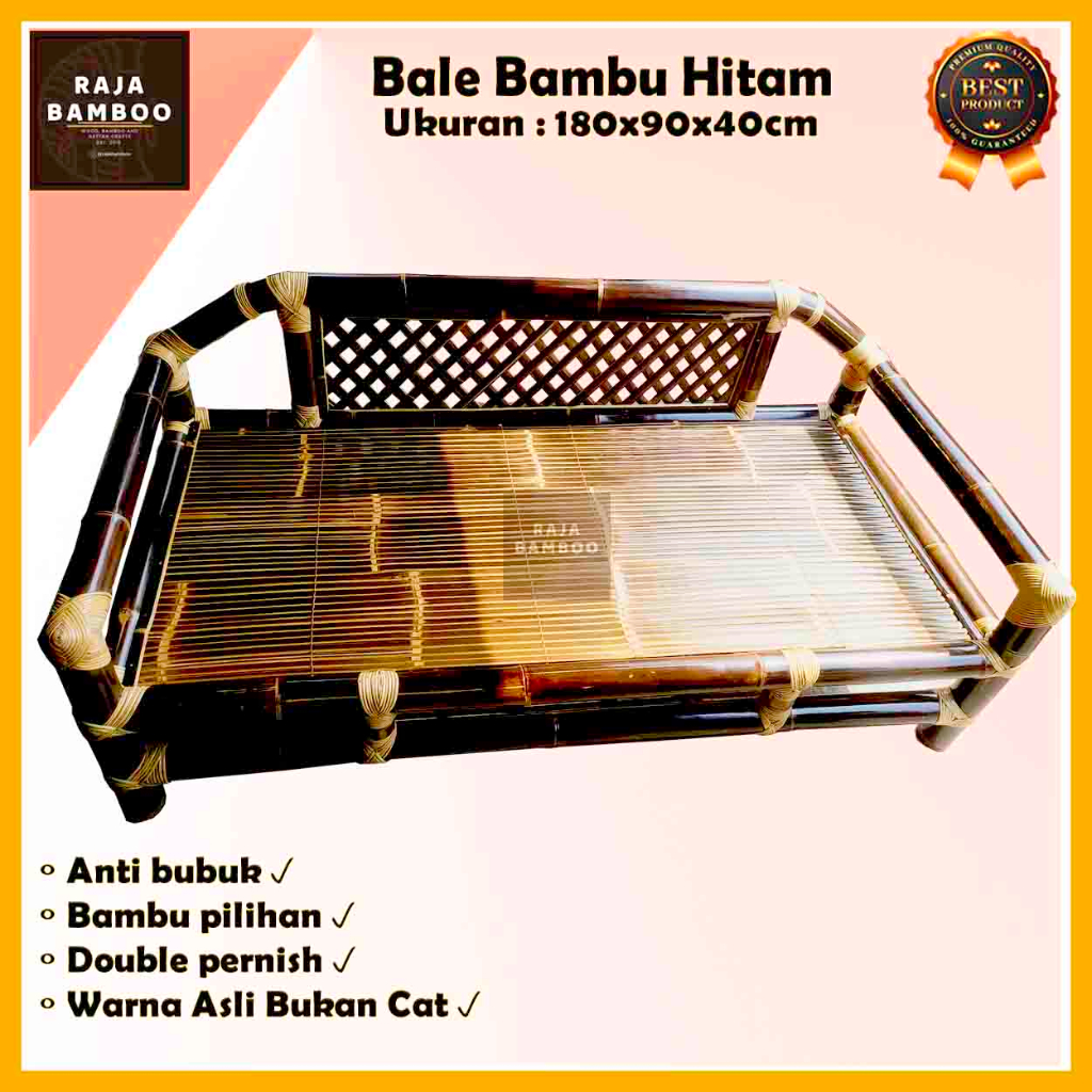 Jual Bale Bambu Hitam Motif Silang Rotan Bench Bambu Bale Estetik 180 X 90 Cm Sudah 0464