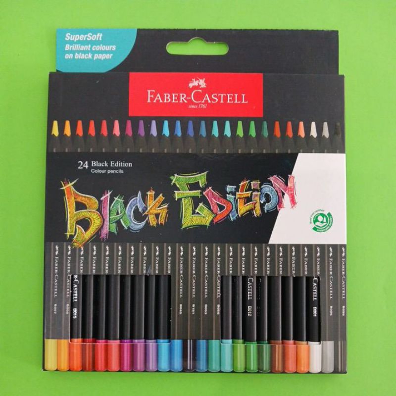 Jual Pensil Warna Colour Pencils Faber Castell BLACK Edition 24 Warna ...