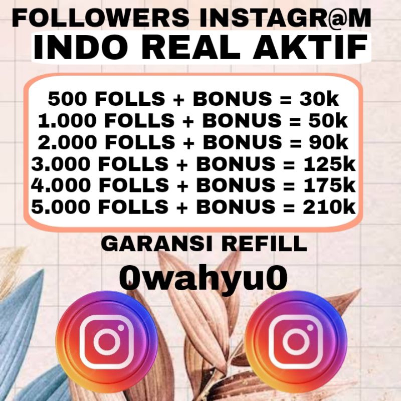 Jual Followers Real Aktif Indonesia Follower Folower Followes | Shopee ...