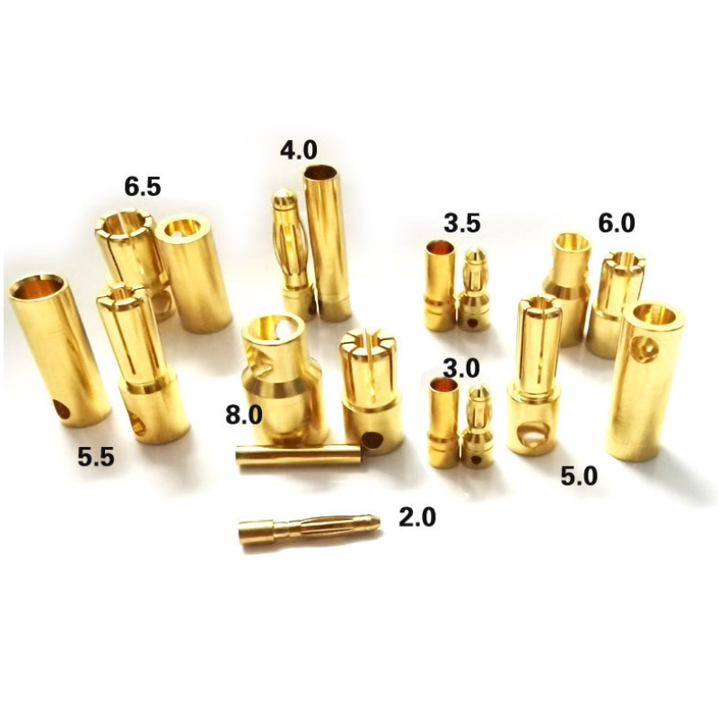 Jual 1pasang Konektor Conector Bullet gold Banana plug 2mm 3mm 4mm 3 ...