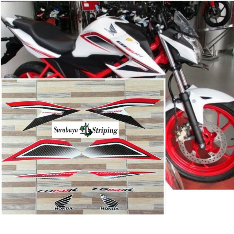 Jual Striping Sticker Honda CB150R Putih Lis Merah Tahun 2015 2016 ...