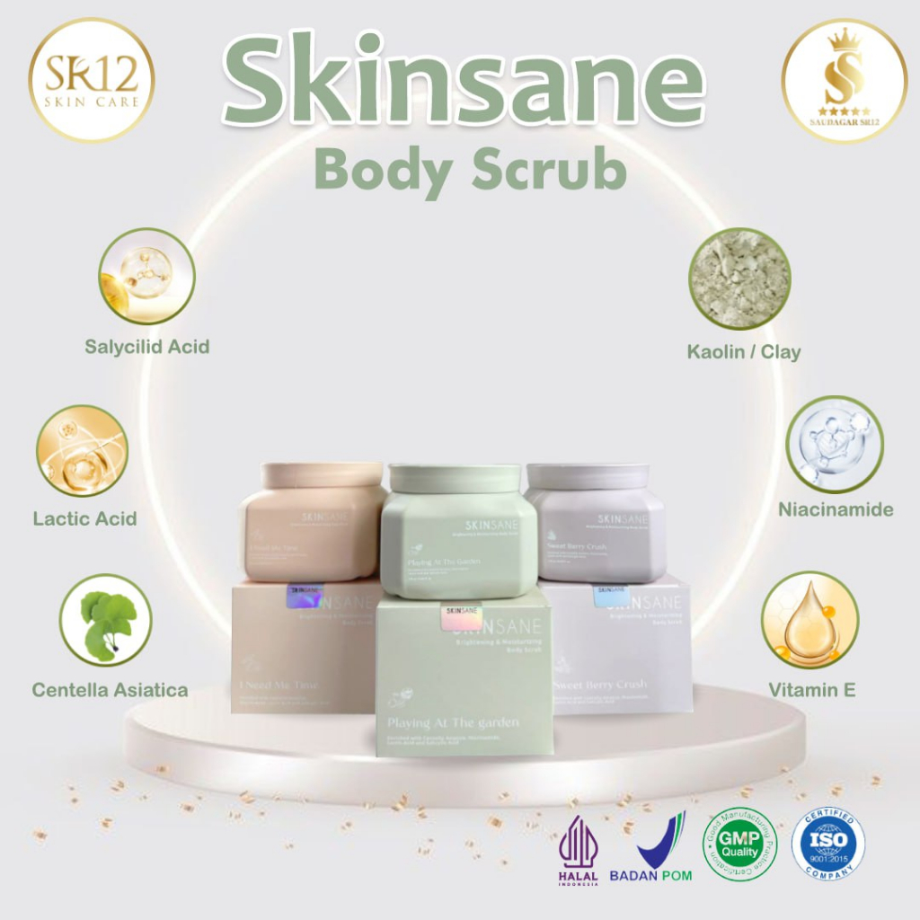 Jual Brightening & Moisturizer Body Scrub SKINSANE SR12 membantu melembabkan / memutihkan dan