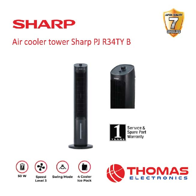 Jual Air Cooler Tower Sharp PJR34TYB PJ R34TY B 4 liter Black PJ R 34 ...