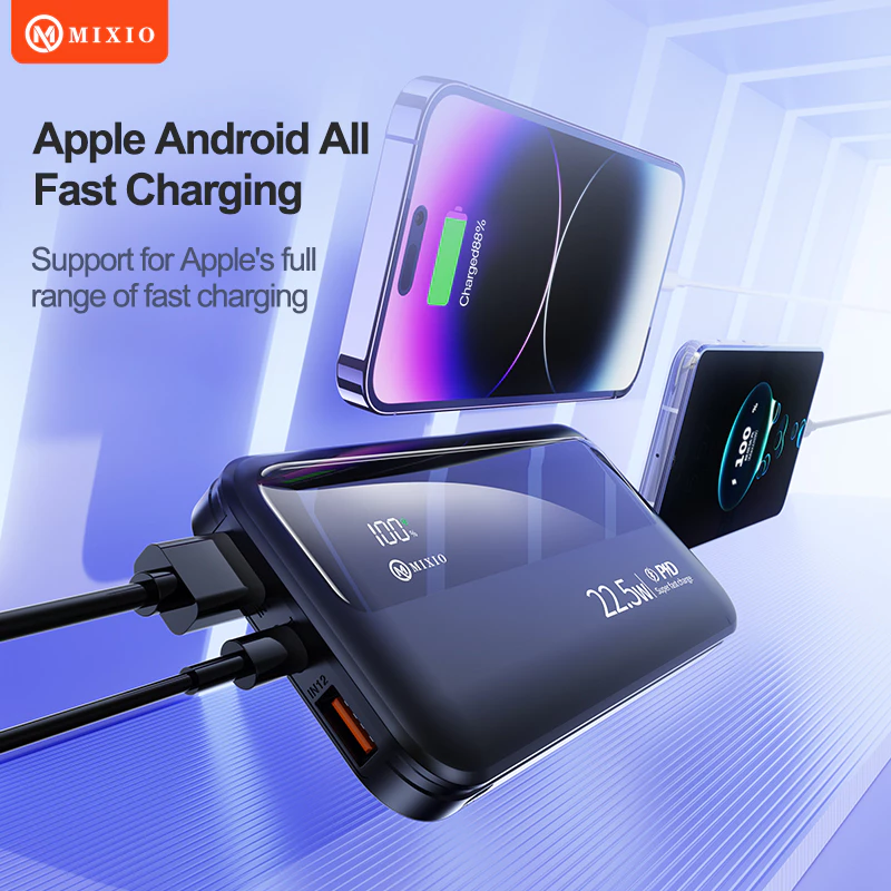 MIXIO MP-01 22.5W 10000Mah Macaron Powerbank Slim Fast Charging Type C PD Power display