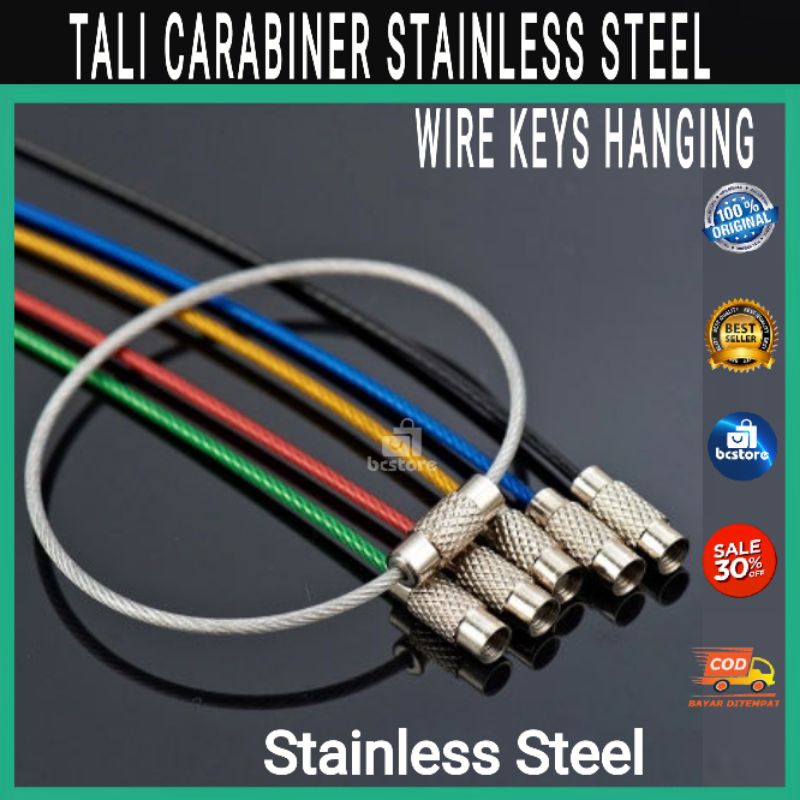 Jual Tali Carabiner Stainless Steel Wire Keys Hanging - 201380 | Shopee ...