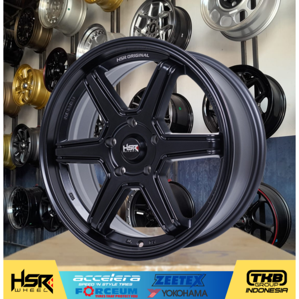 Jual velg mobil racing ring 17 model palang warna hitam velg hsr r17