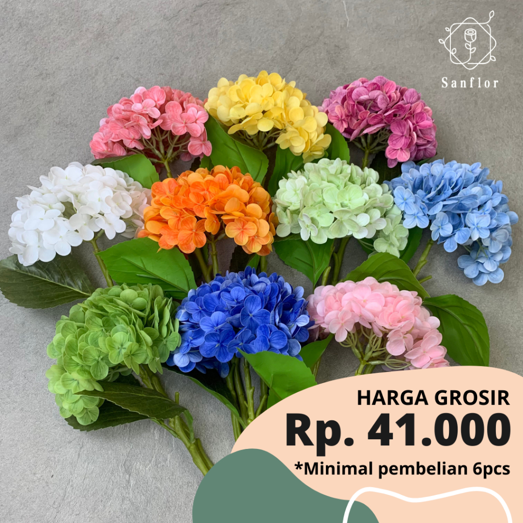 Jual HORTENSIA K1 PU REAL TOUCH/ BUNGA ARTIFICIAL HYDRANGEA 1 CABANG ...