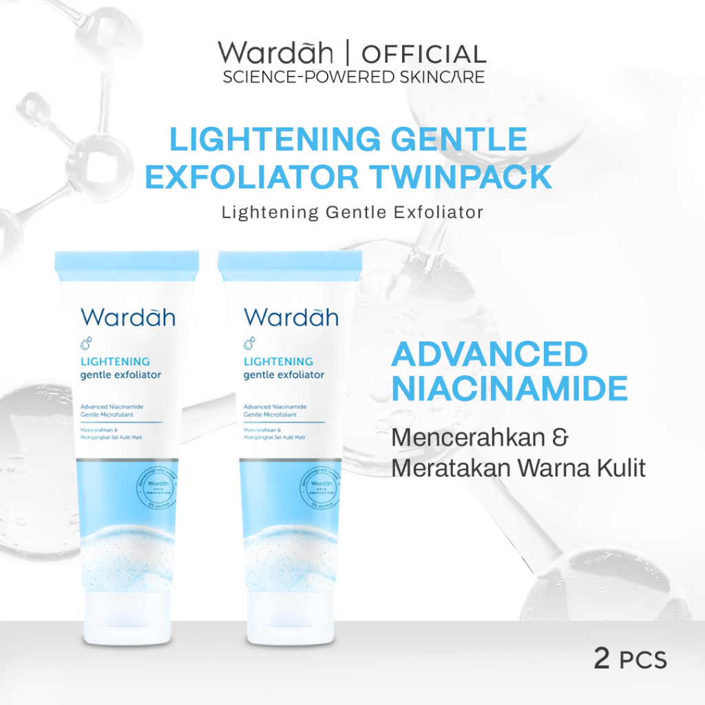 Jual Wardah Lightening Gentle Exfoliator 50 ml Twinpack Pembersih Wajah dengan Scrub dan