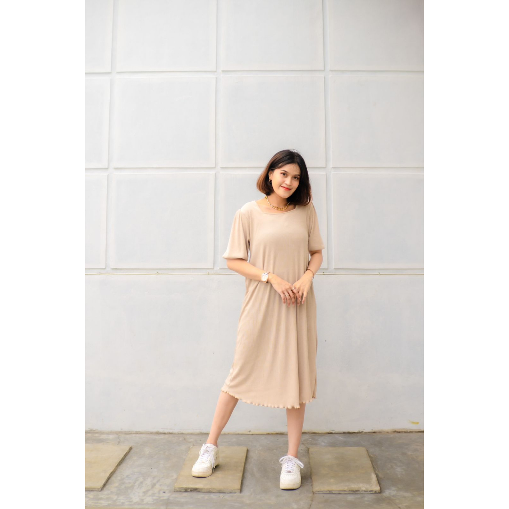 Jual MOANA MIDI DRESS KNIT RIB PREMIUM | Shopee Indonesia