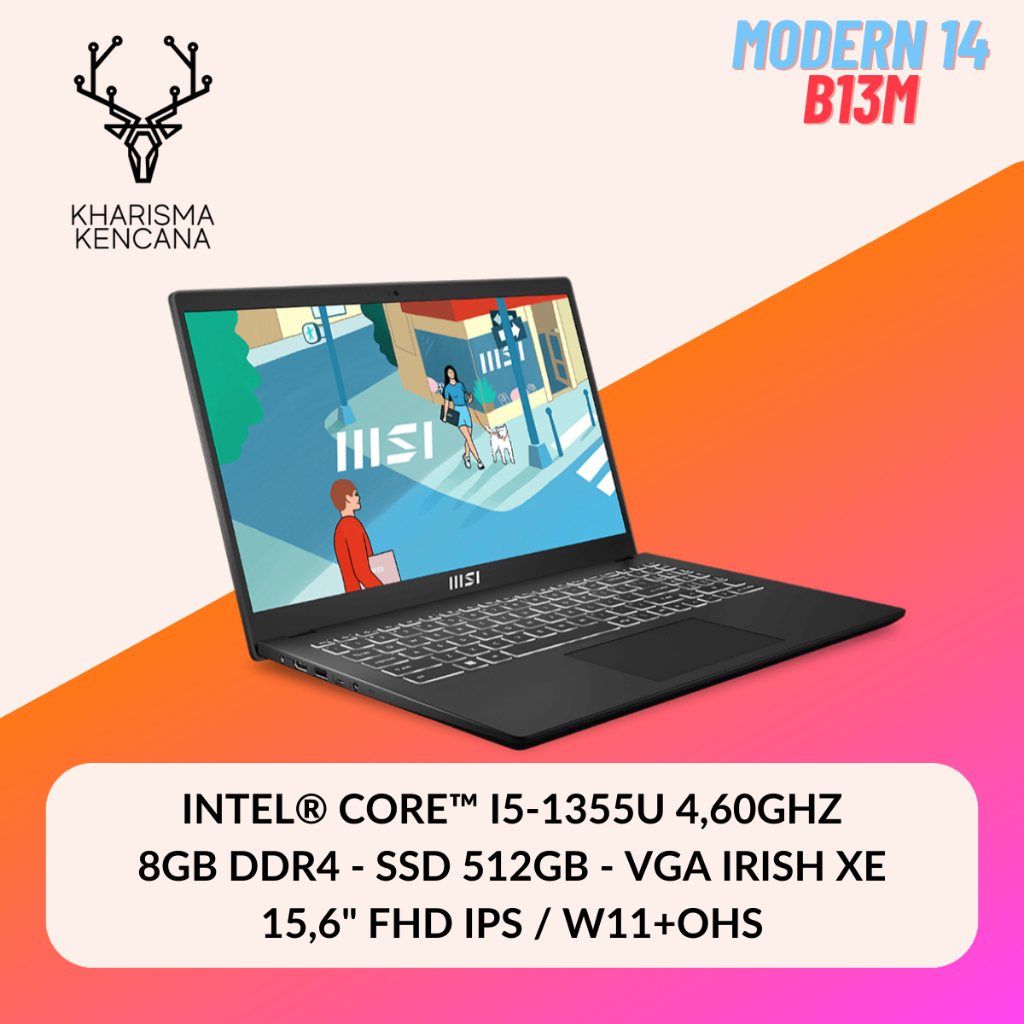 Jual MSI MODERN 14 B13M CORE I5 1335U 8GB 512GB 15,6"FHD IPS W11+OHS