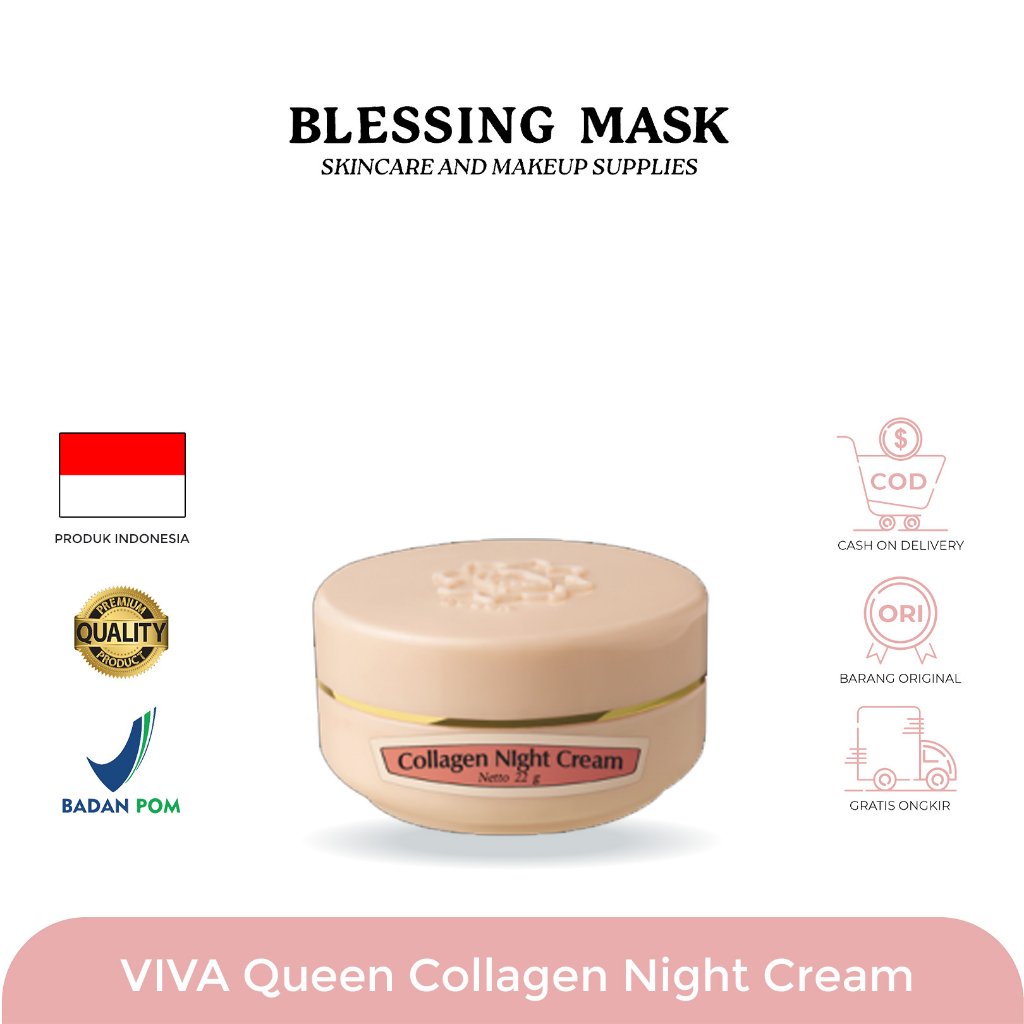 Jual VIVA Queen Cream Collagen Night Cream | Anti Wrinkle Cream 22gr ...