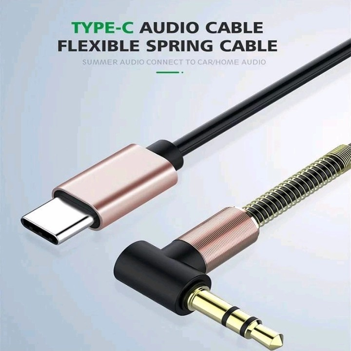 Jual KABEL AUDIO AUX TO TYPE C DARI HP KE SPEAKER / MOBIL / HEADPHONE