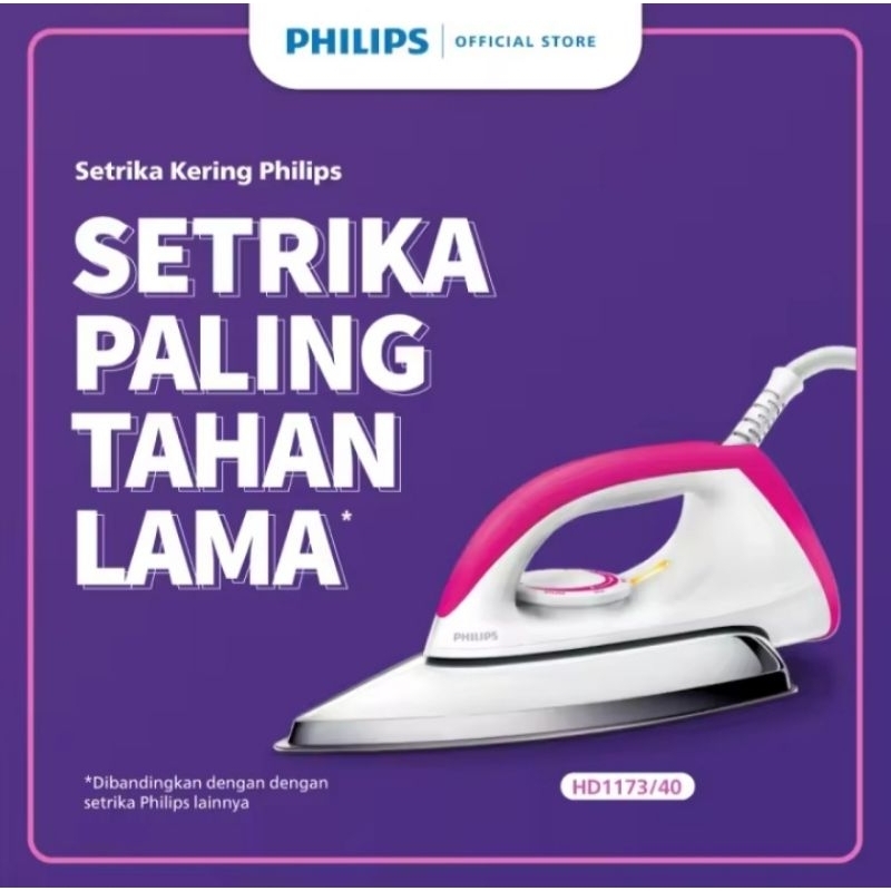 Jual Philips setrika kering Classic HD1173 100% Original Garansi resmi