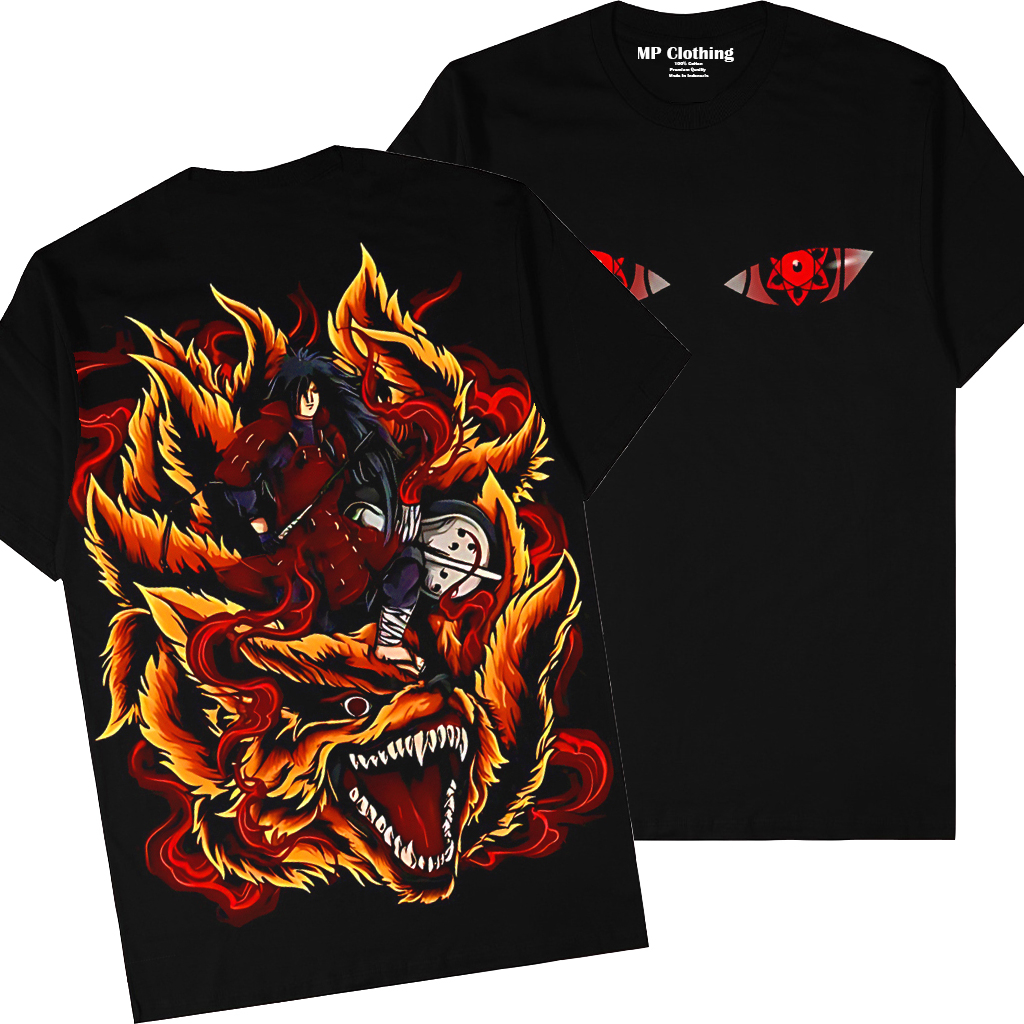 Jual Kaos Distro Pria Cotton Combed 30s Anime Uchiha Madara Kurama Premium Original Keren Tebal