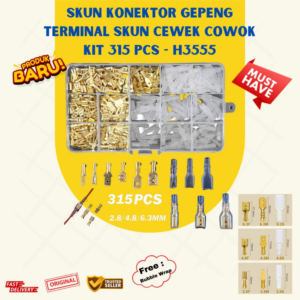 Jual Skun Konektor Gepeng Terminal Skun Cewek Cowok Kit Pcs Awet Murah Shopee Indonesia