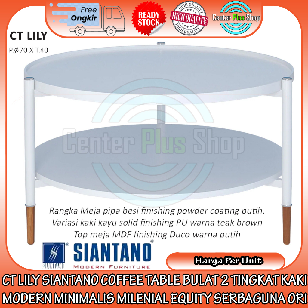 Jual [instant] CT LILY SIANTANO COFFEE TABLE BULAT 2 TINGKAT KAKI PIPA ...