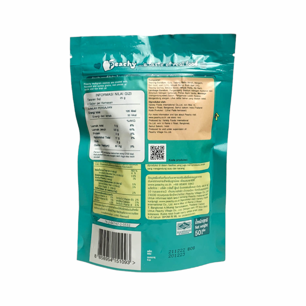 Jual PEACHY Multigrain Cookies 50gr - Biskuit Mpasi Bayi Snack Mpasi 1 ...