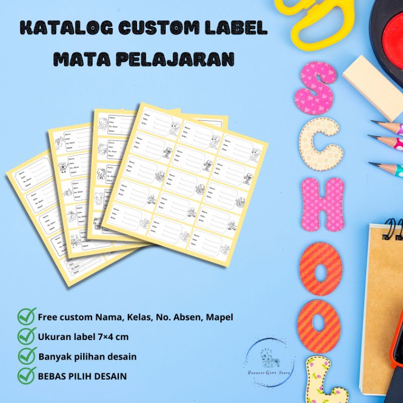 Jual Custom Label Nama Mata Pelajaran Hitam Putih Shopee Indonesia 