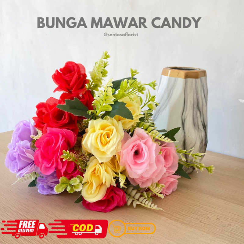 Jual BUNGA MAWAR CANDY/BUNGA MAWAR BUCKET/BUNGA MAWAR IMPORT (M-32 ...