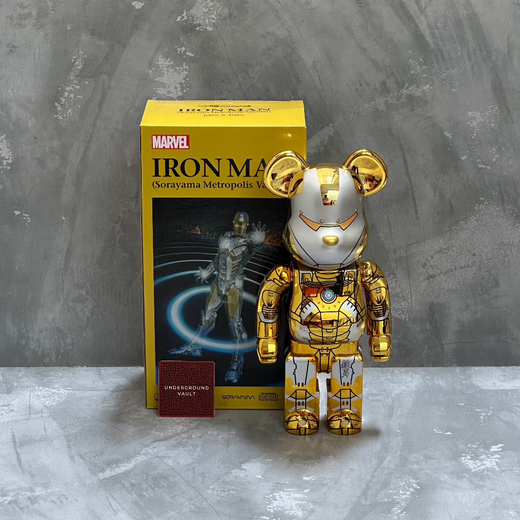 Jual BearBrick BE@RBRICK Bear Brick Iron Man Sorayama 400% Action ...