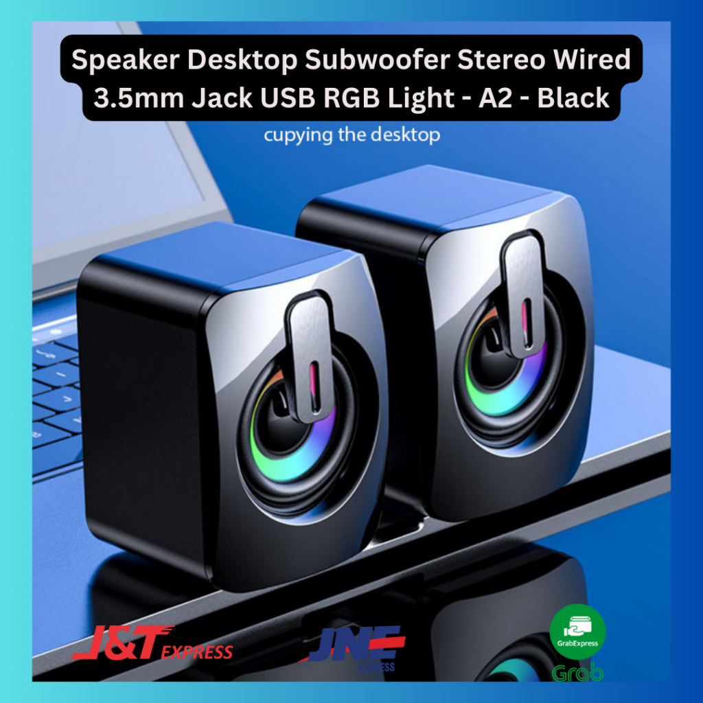 Jual Speaker Desktop Subwoofer Stereo Wired 3.5mm Jack USB RGB Light